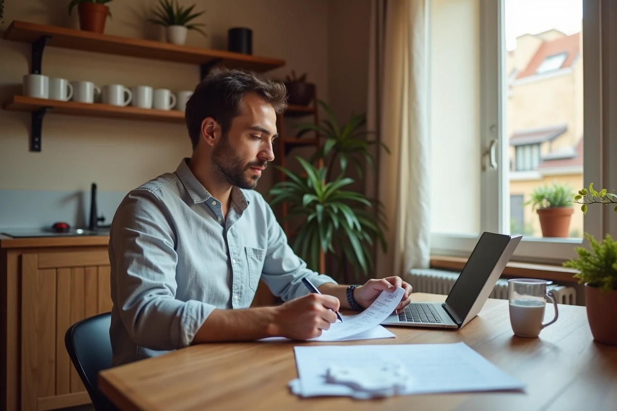 Auto-entrepreneur consultant indépendant qui prépare les documents pour son congé paternité avant la naissance de son enfant