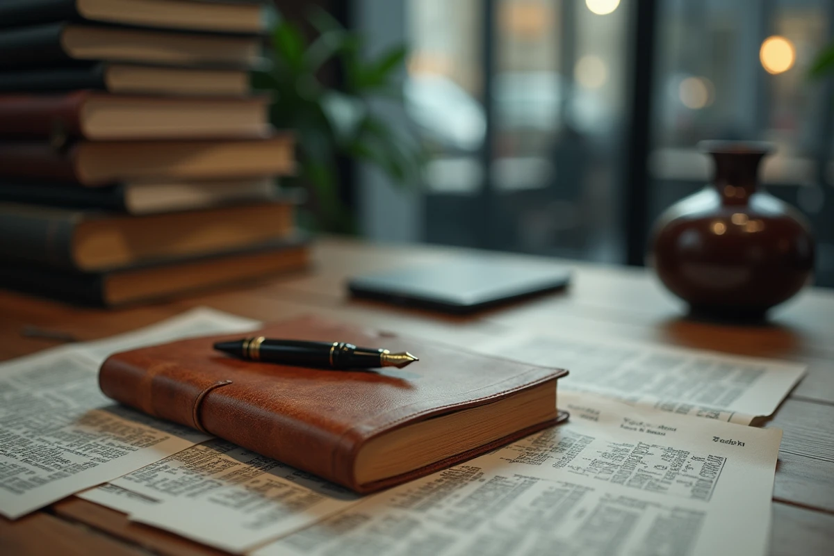 Journal intime et accréditations de presse sur un bureau de journaliste, symbole du secret de la vie privée dans les médias