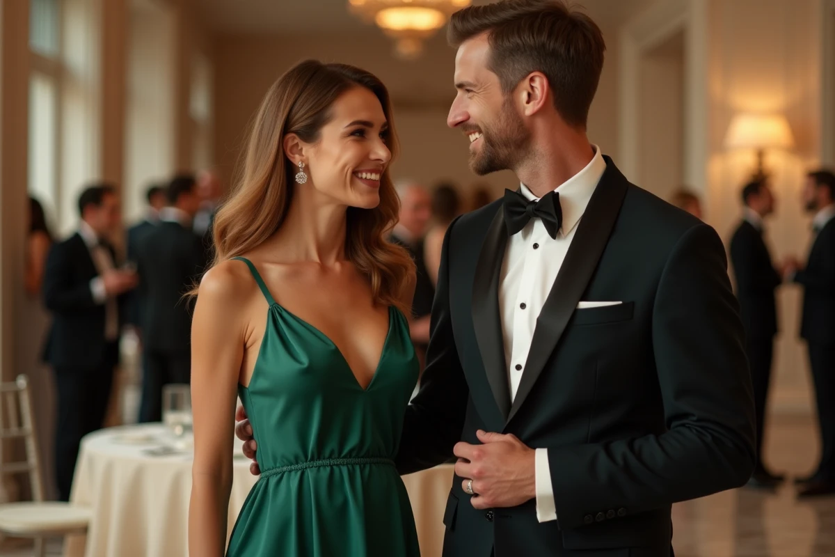 Couple en tenue de soirée discutant lors d